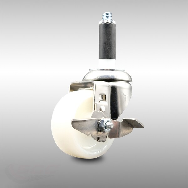 3 Inch 316SS Nylon Wheel Swivel 3/4 Inch Expanding Stem Caster with Brake SCC